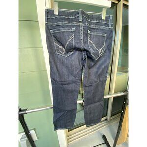 Vintage BEBE Y2K Dark Denim Blue Crop Jeans Size 26 White Stitching Made in USA